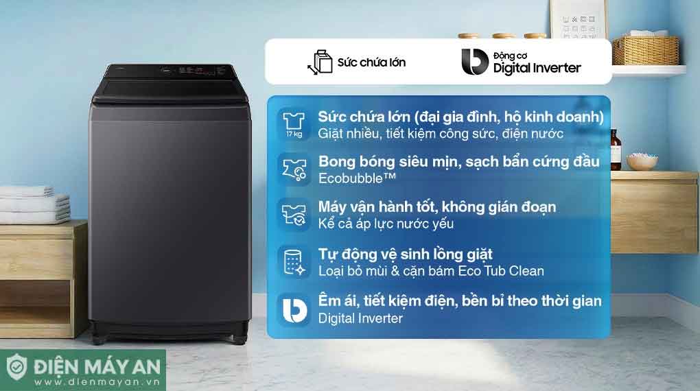 Máy giặt Samsung Ecobubble Inverter 17 kg WA40F17E7CSV